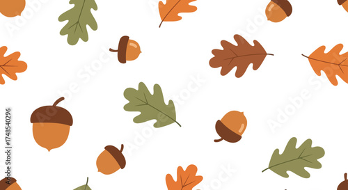 Autumn acorn leaf fall seasonal nature forest collection graphic elements vector