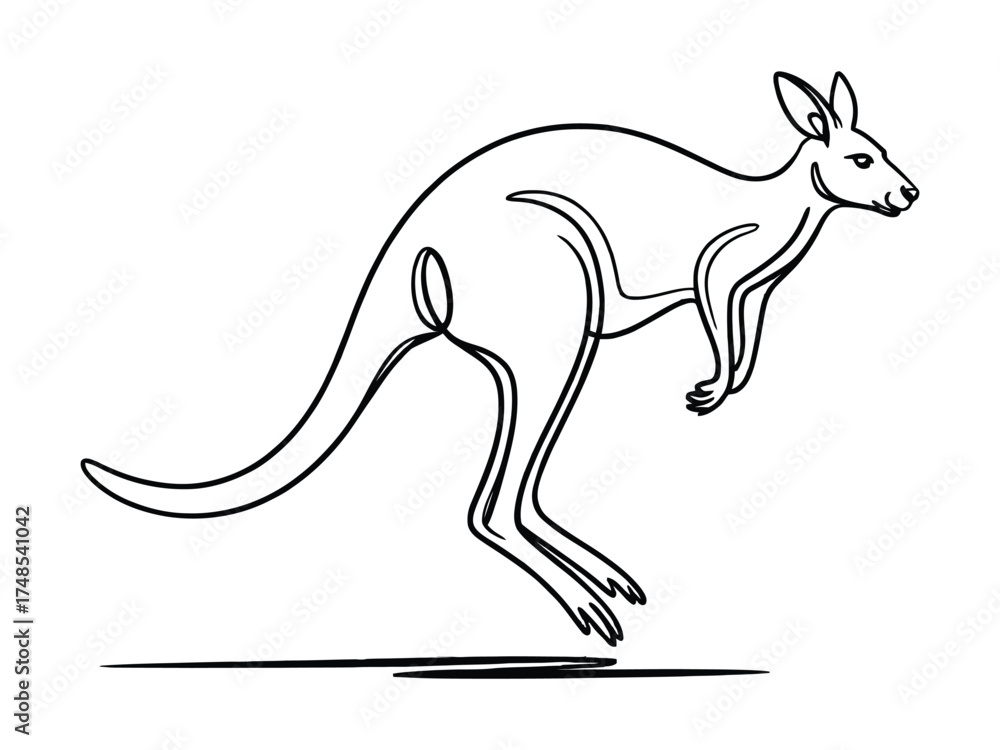 Fototapeta premium Minimalist Line Art Kangaroo Leaping