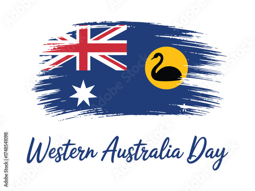 Western Australia Day Flag with Brushstroke Effect