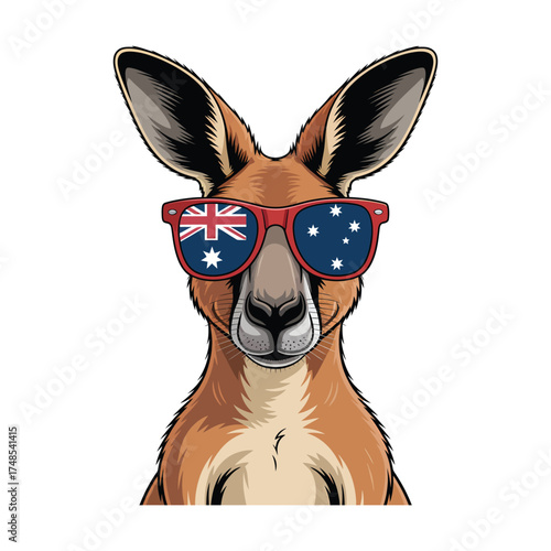 Cool Kangaroo Wearing Australian Flag Sunglasses