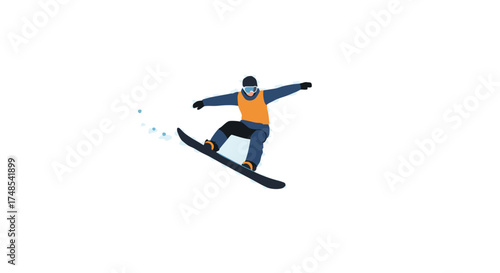 Snowboarder performing a jump trick in the air.