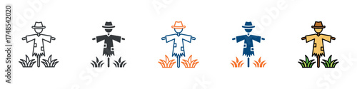 Scarecrow Icon Set Multiple Style Collection