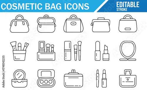 Beauty and Makeup Bag Icon Set for Cosmetic Lovers