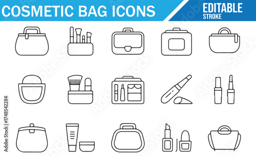 Cosmetic Items and Beauty Essentials: Line Art Icons
