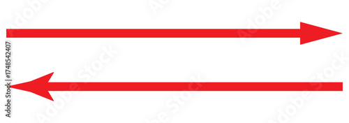 Set of long arrow vector, icon . Horizontal double side arrow. Straight long arrow vector icon set. Long arrows icon set. Vector set of long arrows left and right in flat style. 