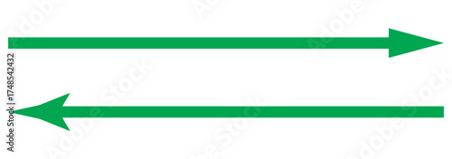 Set of long arrow vector, icon . Horizontal double side arrow. Straight long arrow vector icon set. Long arrows icon set. Vector set of long arrows left and right in flat style. 