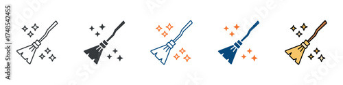 Magic Broom Icon Set Multiple Style Collection