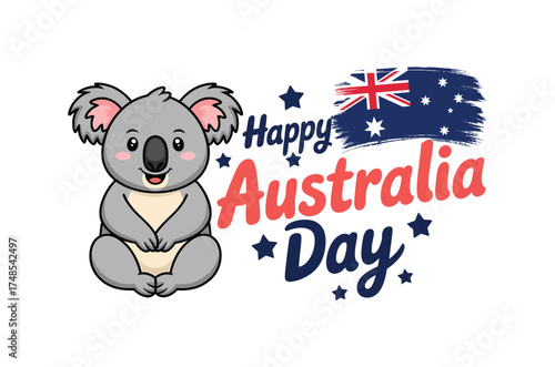 Cute Koala and Australian Flag for Australia Day Celebration