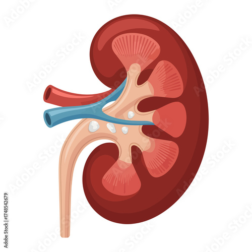 Diagram showing kidney stones vector