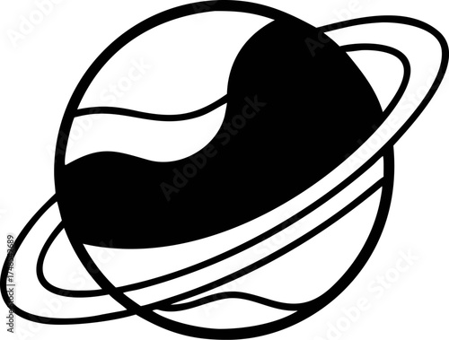 Cosmic Exploration, Abstract Saturn Illustration, Digital Art, Space Environment, Minimalist Viewpoint, Modern Concept