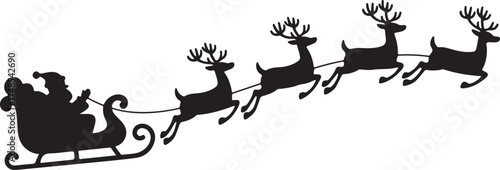 Silhouette reindeer sleigh