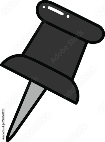 Simple black thumbtack icon illustration for office and design projects vector
