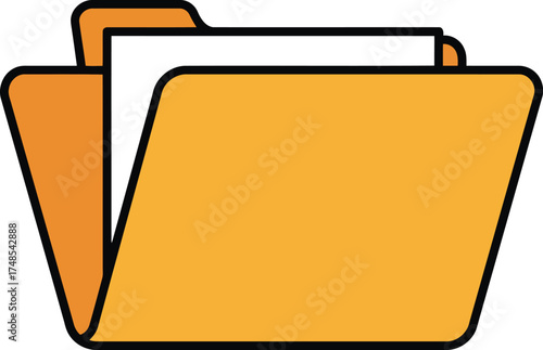 Orange folder with documents business organization data management concept vector
