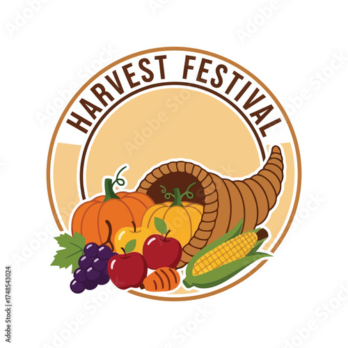 Cornucopia harvest festival autumn season abundance seasonal celebration thanksgiving holiday vector