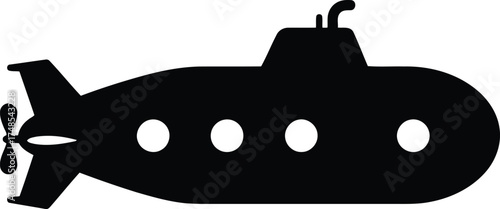 Silhouette submarine vector icon nautical military sea transport vector