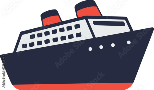 Stylized cruise ship illustration vector