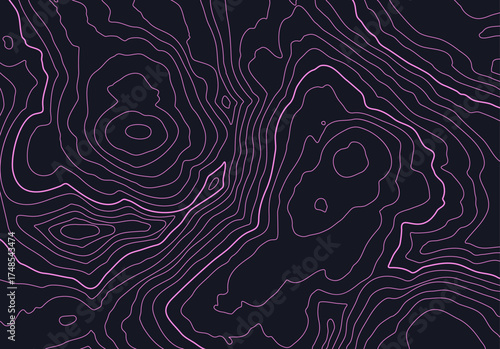 Topographic map background with altitude lines. Abstract terrain topography with elevation levels of the relief