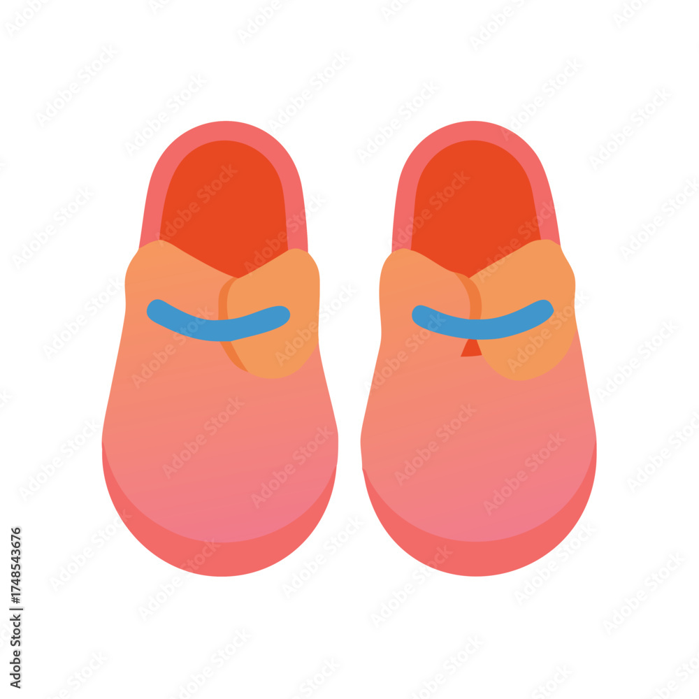 Fototapeta premium Vector Illustration of Pair of Pink Slippers on Black Background
