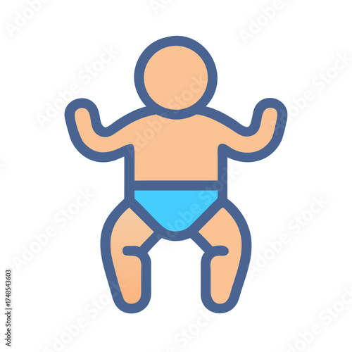 Cute baby icon illustration on a black background
