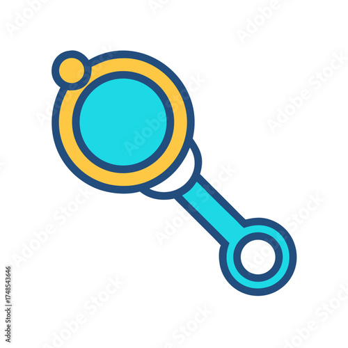 Stylized baby rattle with a handle and a circle