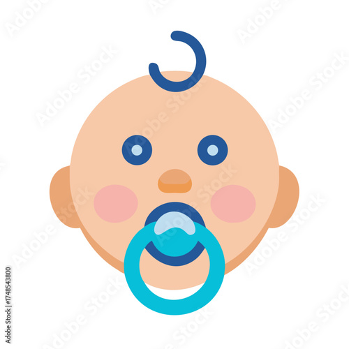 Cute baby face graphic with pacifier on black background