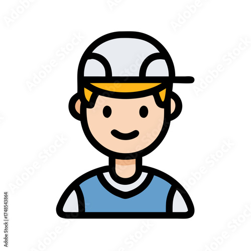 Illustration of a smiling person wearing a safety helmet