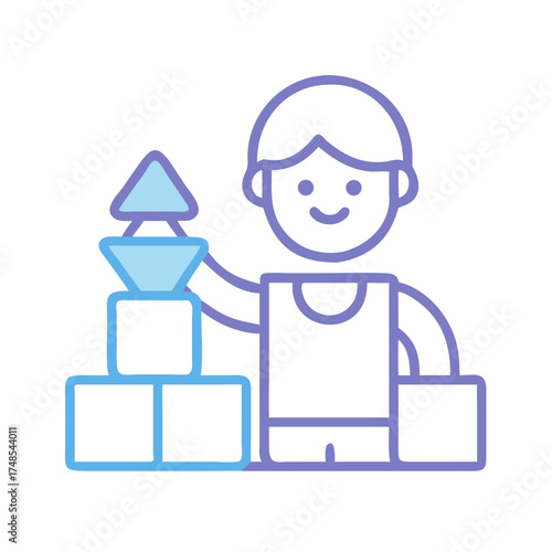 Child building blocks with flat vector design style icon