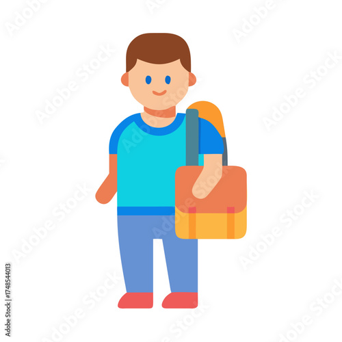 Flat vector image: student with a backpack illustration