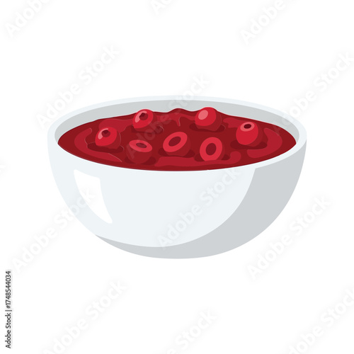 Fresh berry compote in a white bowl delicious healthy fruit dessert illustration isolated vector