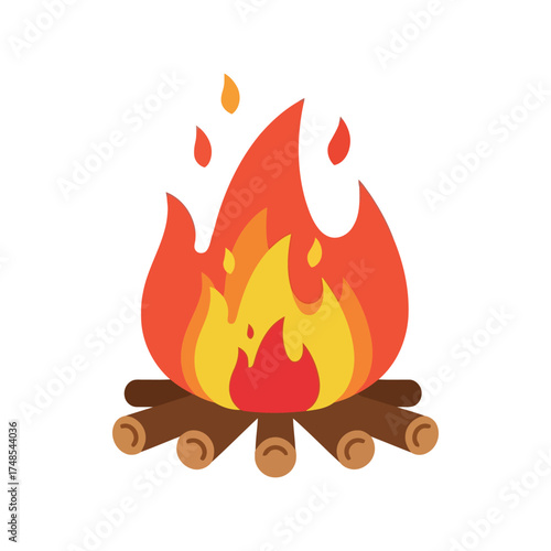 Campfire outdoors nature wood burning fire blaze hot flame warmth vector