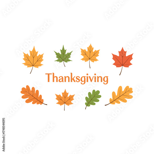 Autumn leaves and thanksgiving greeting autumnal foliage seasonal celebration vector