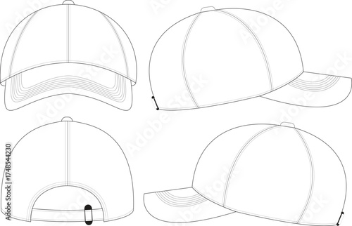 adjustable hat mockup front side back view