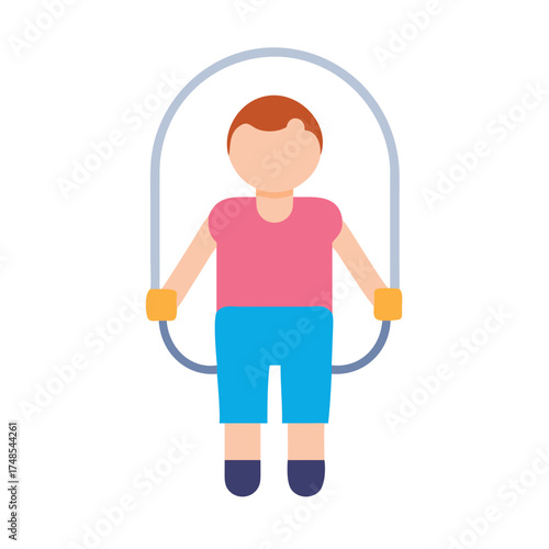 Boy ready to exercise with jump rope illustration vector