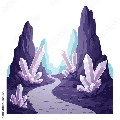 Enchanting Crystal Cave Landscape with Winding River.