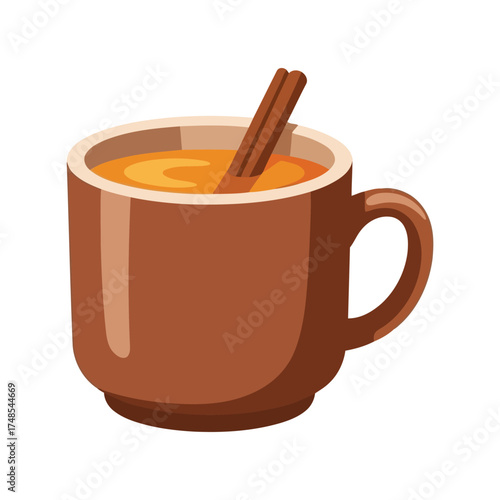 Cozy warm beverage cinnamon stick autumn drink mug refreshing fall season vector