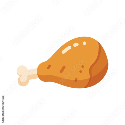 Golden crispy fried chicken leg drumstick appetizing food illustration vector