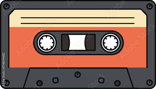 Retro cassette tape music nostalgia audio recording vintage sound vector
