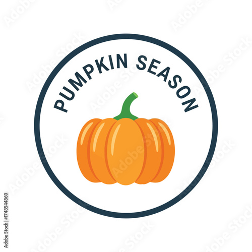 Round emblem celebrating autumn harvest pumpkin season fall festivities circular design vector