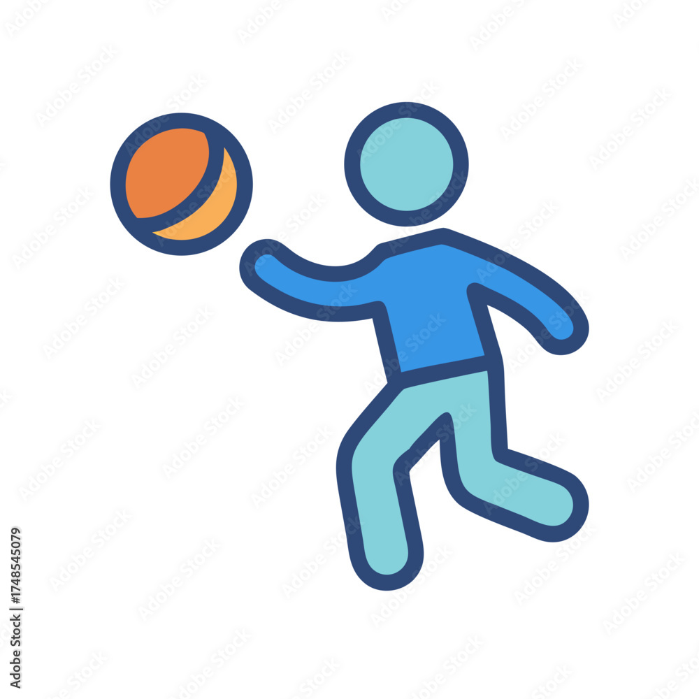 Fototapeta premium Stylized icon of a person playing with a ball