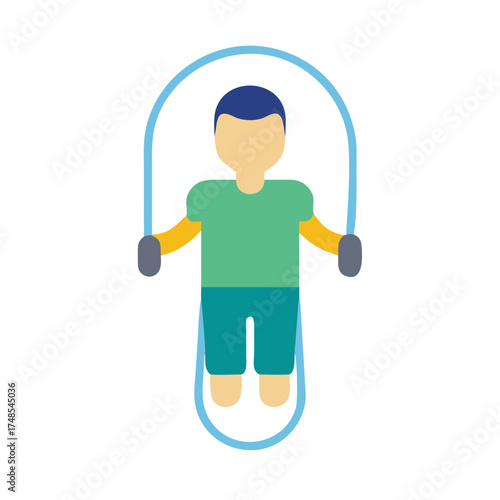 Flat vector design of character jumping rope exercise