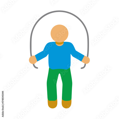 Flat style image of a man jumping rope exercise