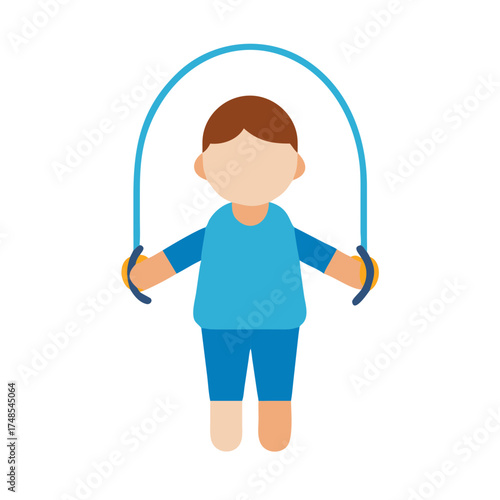 Illustration of a child skipping rope on black background