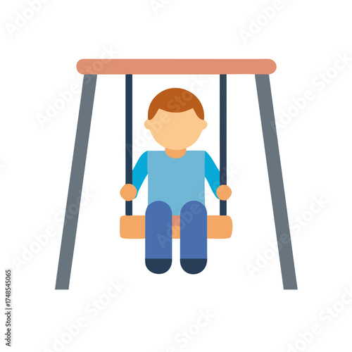 Boy enjoying peaceful time on a swing illustration