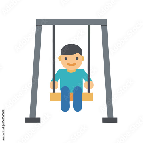 Illustration of a child on a swing set playground