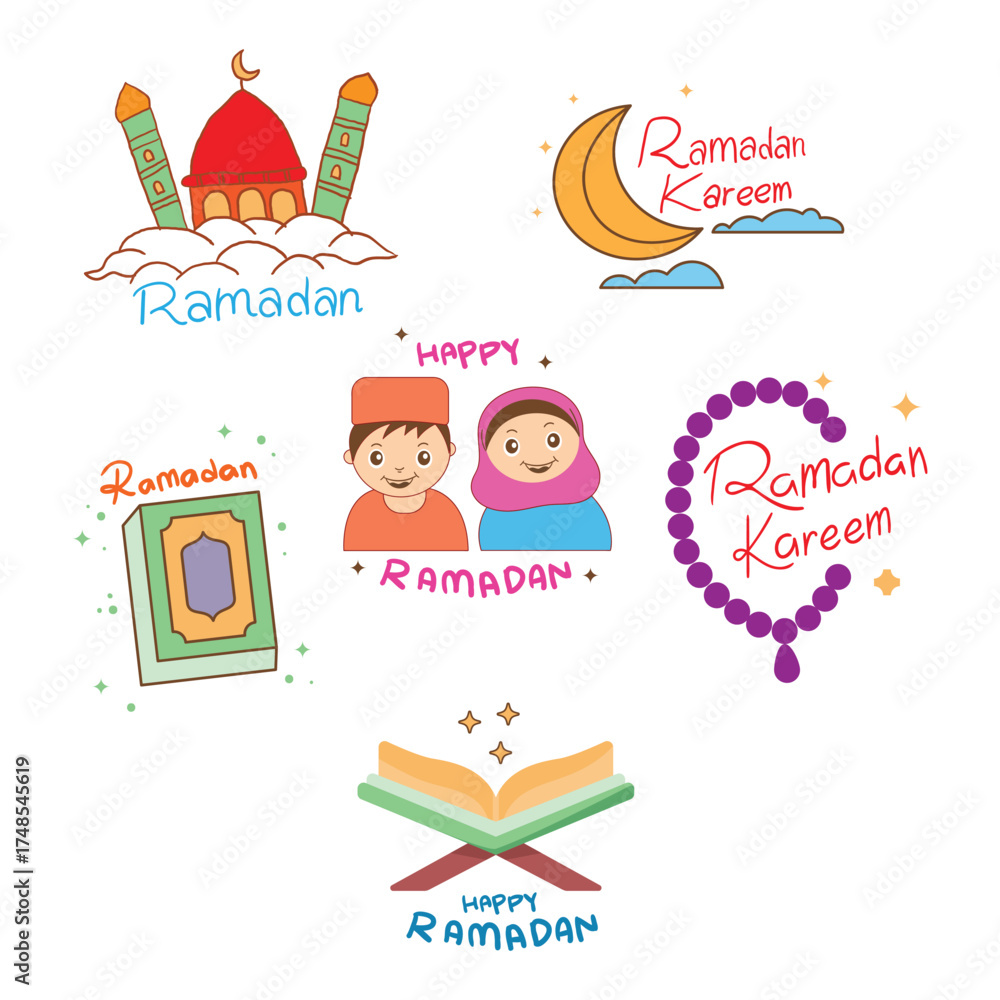 Fototapeta premium Ramadan Vector Icons