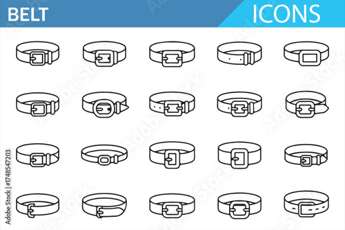 Trendy Belt Buckle Icons for Fashion and Clothing Accessories in Vector Style
