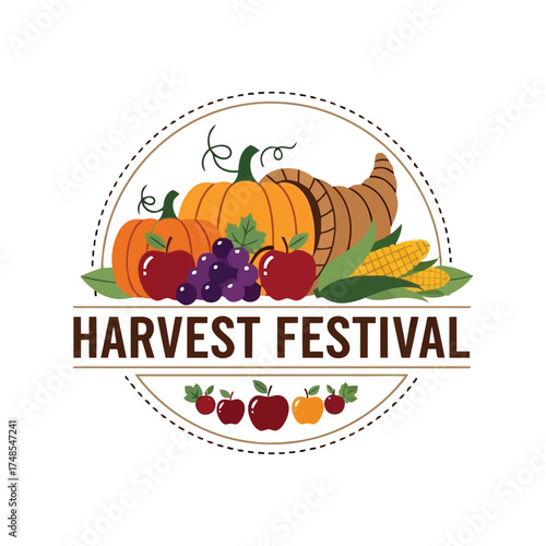 Autumn harvest festival cornucopia abundance fall season celebration vector