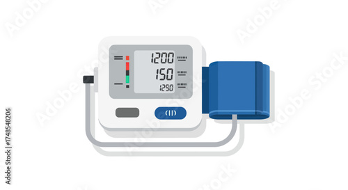 Digital Blood Pressure Monitor with Cuff and Display Screen.