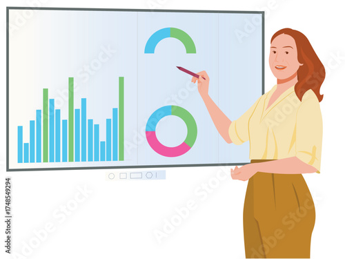 Business people, Businesswoman Meeting and Presentation illustration