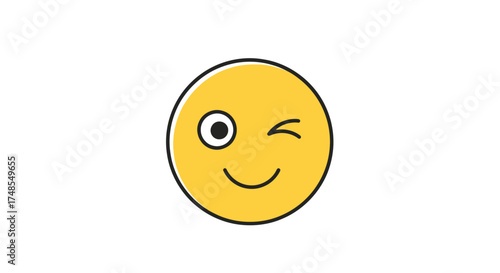 Yellow Winking Emoji Face with Playful Expression.